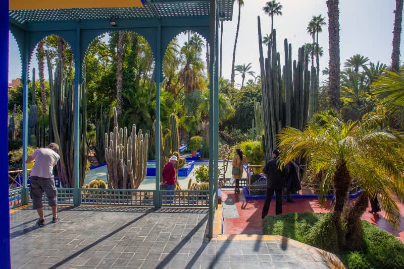 La terrasse ensoleillee du jardin majorelle a marrakech