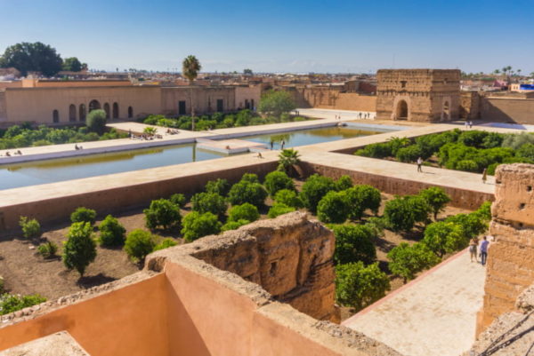 Vue aérienne du palais El Badi ses jardins et son bassin