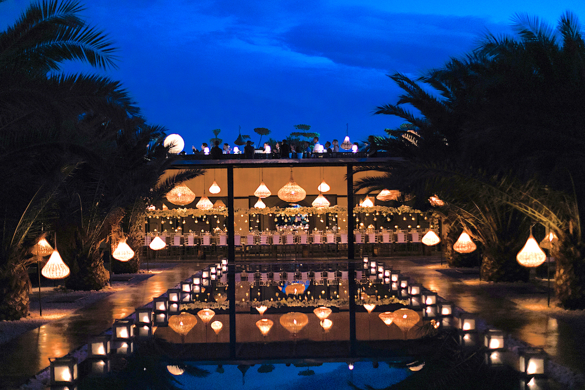 Mariage à Marrakech de nuit au sein de la villa Taj